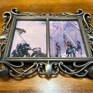 Vintage-Inspired SilverTone Double Picture Frame